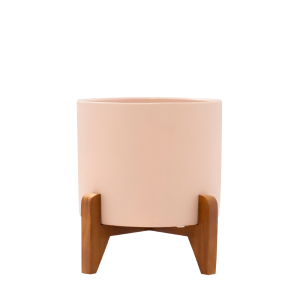 CACHEPOT CERÂMICA 6438 SUPORTE MADEIRA